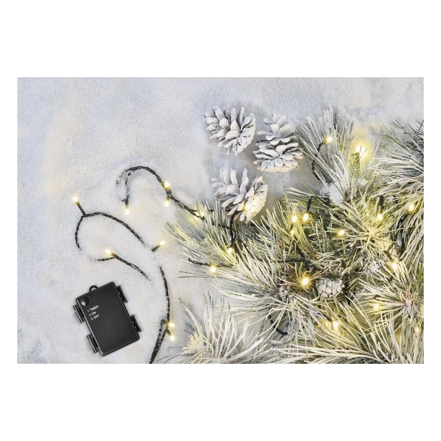 LED външна гирлянда 80xLED/3xAA 6,1m IP44 топло бяла