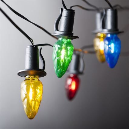 LED външна гирлянда CONE FILAMENT 20xE10 19m цветна/топло бяла IP44, Произведено в ЕС