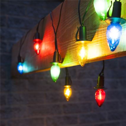 LED външна гирлянда CONE FILAMENT 20xE10 19m цветна/топло бяла IP44, Произведено в ЕС