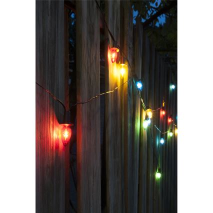 LED външна гирлянда CONE FILAMENT 20xE10 19m цветна/топло бяла IP44, Произведено в ЕС