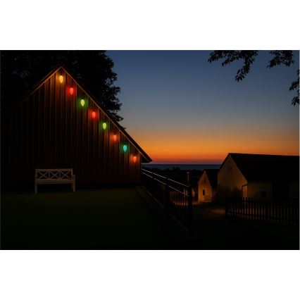 LED външна гирлянда CONE FILAMENT 20xE10 19m цветна/топло бяла IP44, Произведено в ЕС