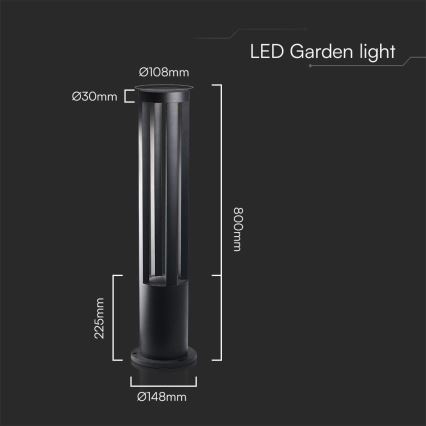 LED външна лампа LED/10W/230V 3000K IP65 80 cm черна