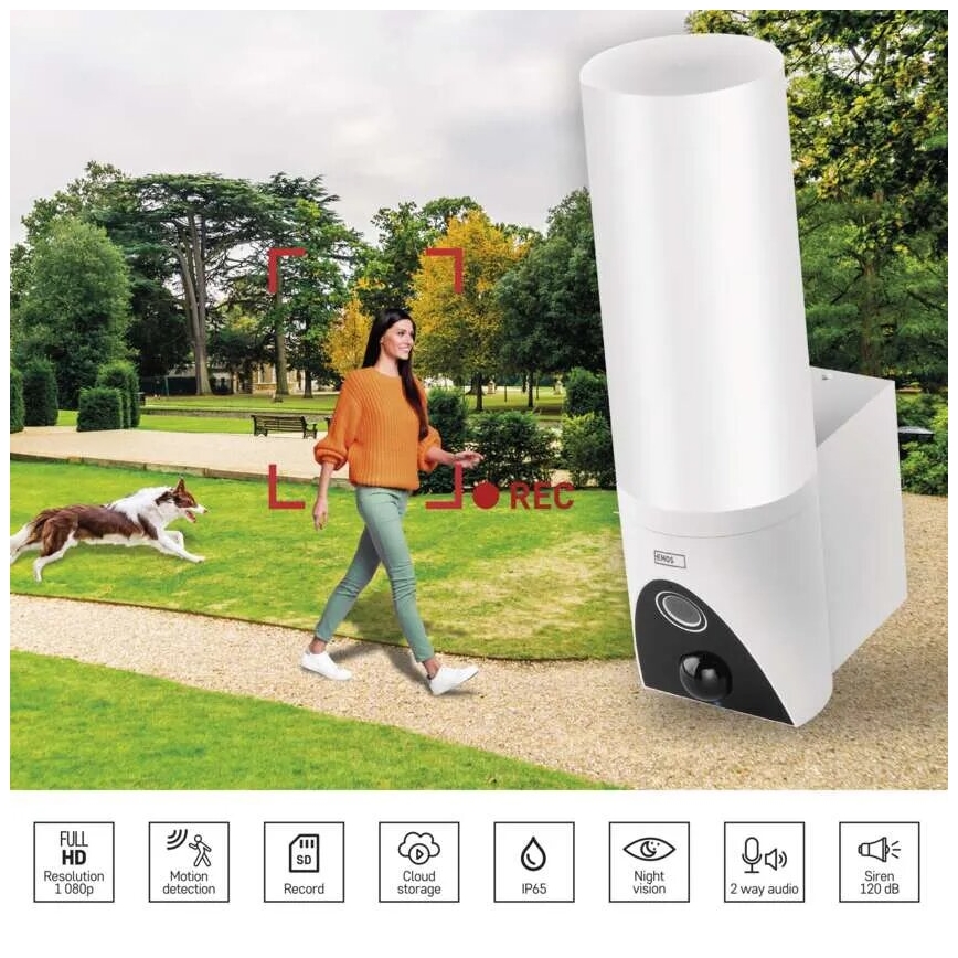 LED Външна смарт камера с осветление GoSmart LED/12W/230V IP65 Wi-Fi Tuya бял