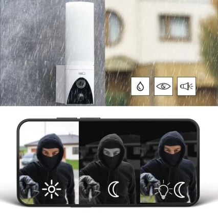 LED Външна смарт камера с осветление GoSmart LED/12W/230V IP65 Wi-Fi Tuya бял