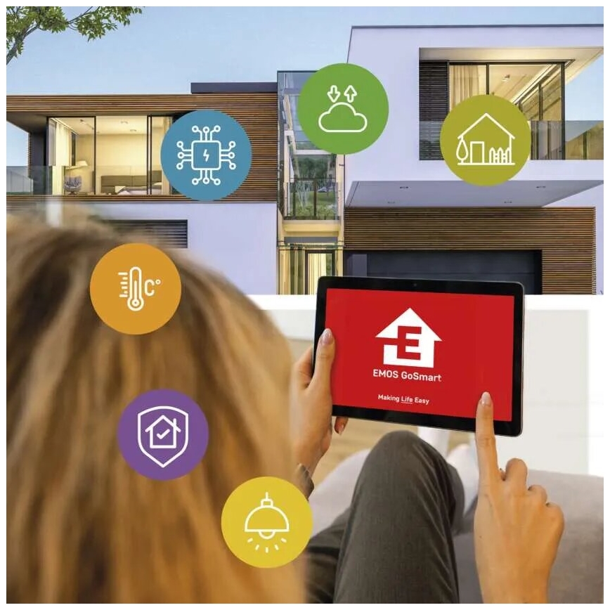 LED Външна смарт камера с осветление GoSmart LED/12W/230V IP65 Wi-Fi Tuya бял