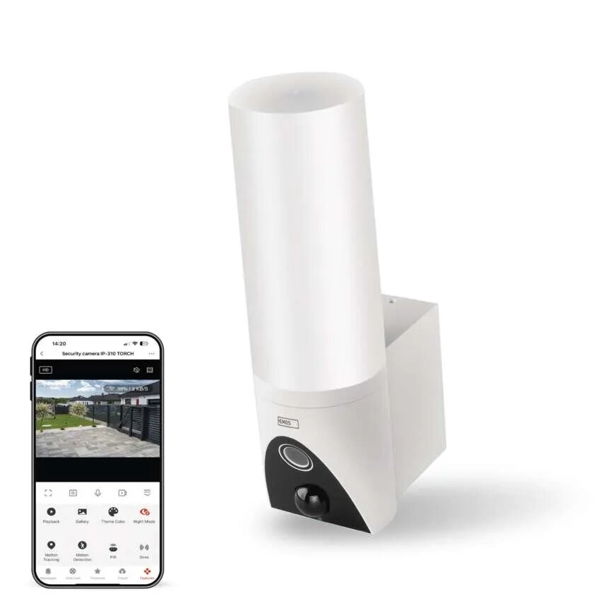LED Външна смарт камера с осветление GoSmart LED/12W/230V IP65 Wi-Fi Tuya бял