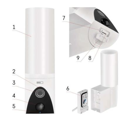 LED Външна смарт камера с осветление GoSmart LED/12W/230V IP65 Wi-Fi Tuya бял