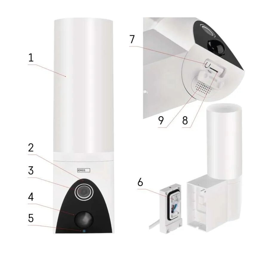 LED Външна смарт камера с осветление GoSmart LED/12W/230V IP65 Wi-Fi Tuya бял