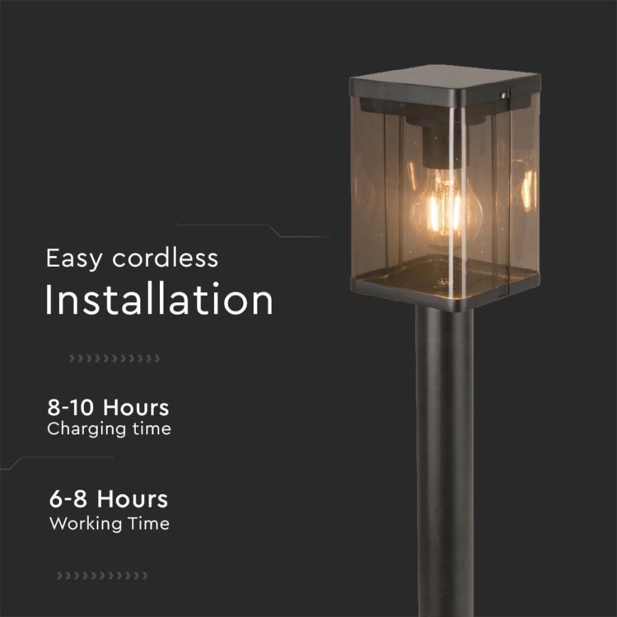 LED Външна соларна лампа със сензор LED/2,5W/3,7V 3000K IP54 2000 mAh черна