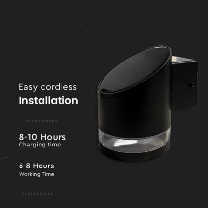 LED Външна соларна лампа за стена LED/1W/3,7V 3000K IP54 1200 mAh черен