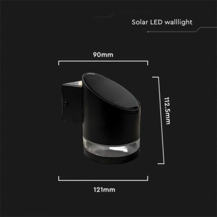 LED Външна соларна лампа за стена LED/1W/3,7V 3000K IP54 1200 mAh черен