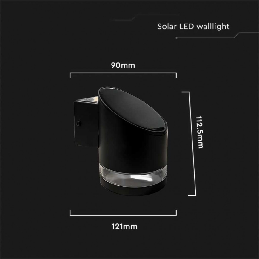 LED Външна соларна лампа за стена LED/1W/3,7V 3000K IP54 1200 mAh черен