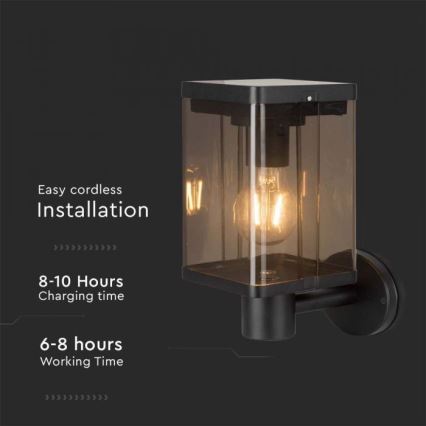 LED Външна соларна лампа за стена със сензор LED/2,5W/3,7V 3000K IP54 2000 mAh