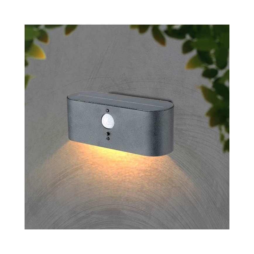 LED Външна соларна лампа за стена със сензор LED/2,5W/3,7V 3000K IP54 2000 mAh