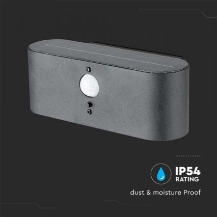 LED Външна соларна лампа за стена със сензор LED/2,5W/3,7V 3000K IP54 2000 mAh