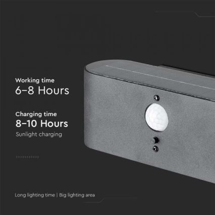 LED Външна соларна лампа за стена със сензор LED/2,5W/3,7V 3000K IP54 2000 mAh