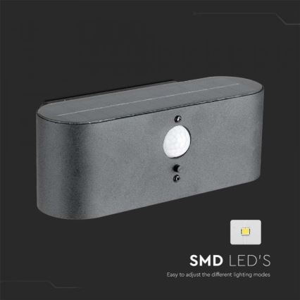 LED Външна соларна лампа за стена със сензор LED/2,5W/3,7V 3000K IP54 2000 mAh