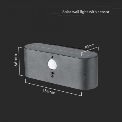 LED Външна соларна лампа за стена със сензор LED/2,5W/3,7V 3000K IP54 2000 mAh