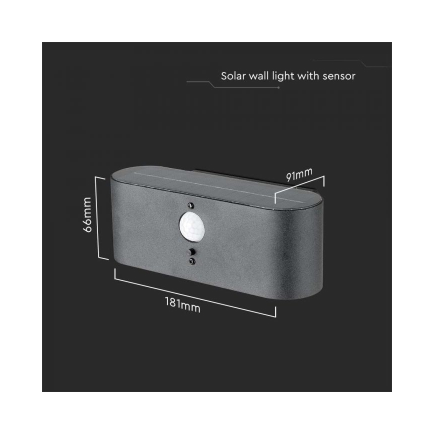 LED Външна соларна лампа за стена със сензор LED/2,5W/3,7V 3000K IP54 2000 mAh