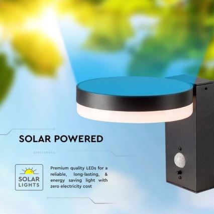 LED Външна соларна лампа за стена със сензор LED/5,5W/3,7V 3000K IP54 2000 mAh