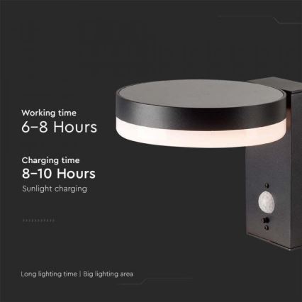 LED Външна соларна лампа за стена със сензор LED/5,5W/3,7V 3000K IP54 2000 mAh