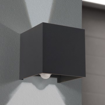 LED Външна стенна лампа със сензор за движение и здрач CUBE-S LED/13W/230V IP54 антрацит