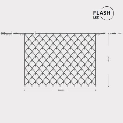 LED външна светеща завеса NET 240xLED/7,2W/230V 1,5x2 m IP44 топла бяла