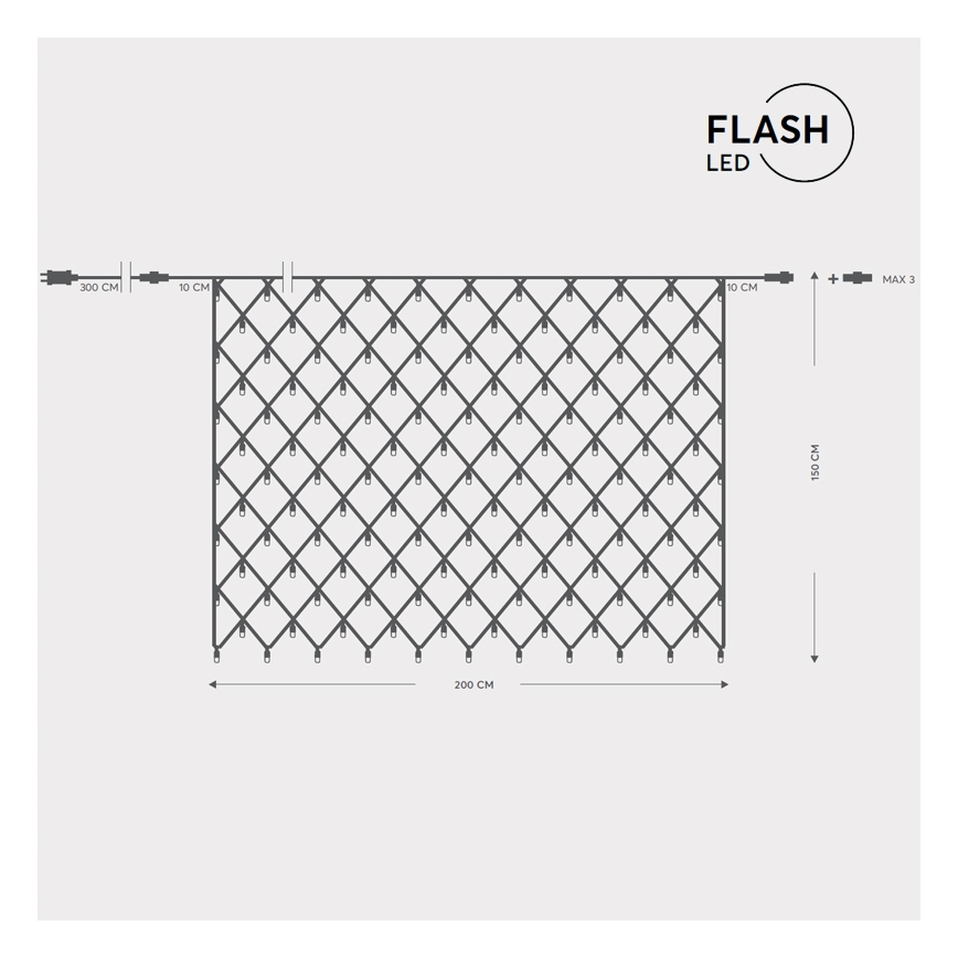 LED външна светеща завеса NET 240xLED/7,2W/230V 1,5x2 m IP44 топла бяла