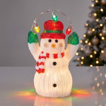LED Външна коледна декорация 20xLED/2xAA 26 cm IP44 снежен човек