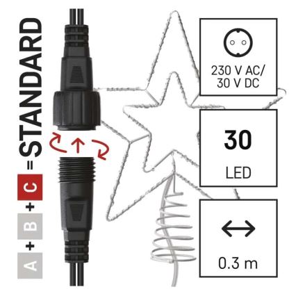 LED Външна коледна украса 30xLED/4W/30V IP44 студено бяло