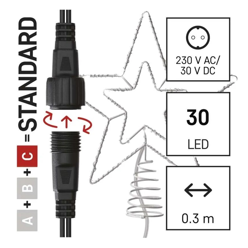 LED Външна коледна украса 30xLED/4W/30V IP44 студено бяло