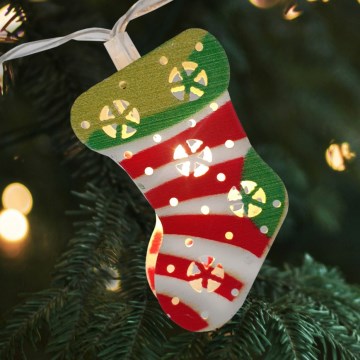 LED външна коледна гирлянда 10xLED/2xAA, 1,65 m, IP44, топла бяла, чорапи