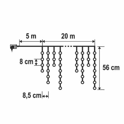 LED външна коледна гирлянда 1200xLED/230V 25x0,56 m IP44 топло бяло/студено бяло