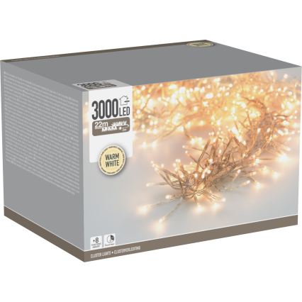 LED външна коледна гирлянда 3000xLED/230V/8 функции 24,8 m IP44 топла бяла
