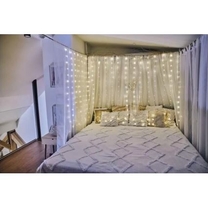 LED външна коледна гирлянда 300xLED/8 функции 5,9 m IP44 топла бяла светлина