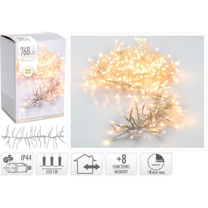 LED външна коледна гирлянда 768xLED/230V/8 функции 8,5 m IP44 топла бяла
