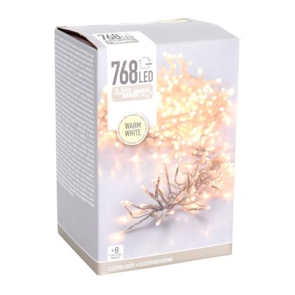 LED външна коледна гирлянда 768xLED/230V/8 функции 8,5 m IP44 топла бяла