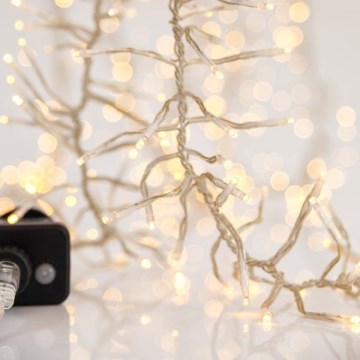 LED външна коледна гирлянда CLUSTER 768xLED/8 функции 9 m IP44 топла бяла