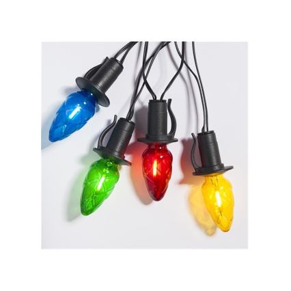 LED външна коледна верига CONE FILAMENT 20xE10 19m цветна/топло бяла IP44, Произведено в Чехия