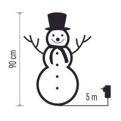 LED външна коледна украса 80xLED/2,25W/4,5/230V IP44 90 cm фигура на снежен човек
