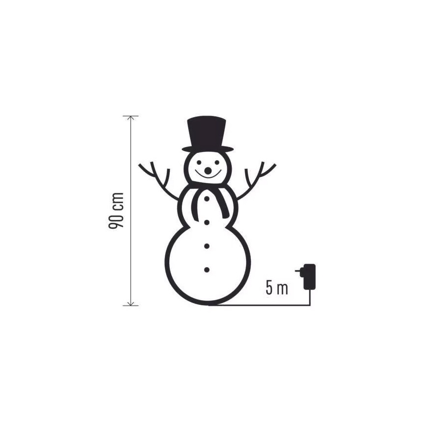 LED външна коледна украса 80xLED/2,25W/4,5/230V IP44 90 cm фигура на снежен човек