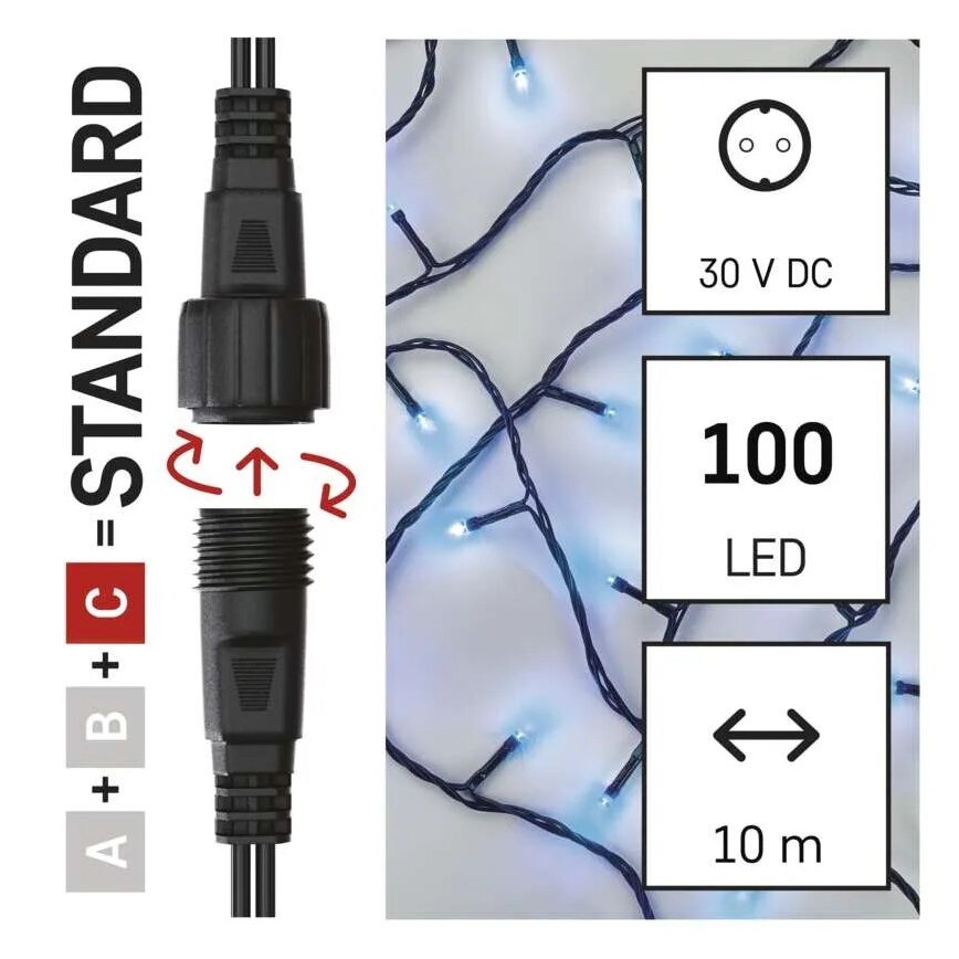 LED външна коледна верига 100xLED/10 м IP44 синя