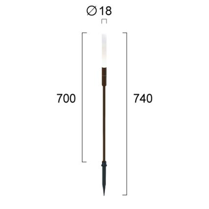 LED външно осветително тяло STICK LED/1,5W/24V IP65 кафяво