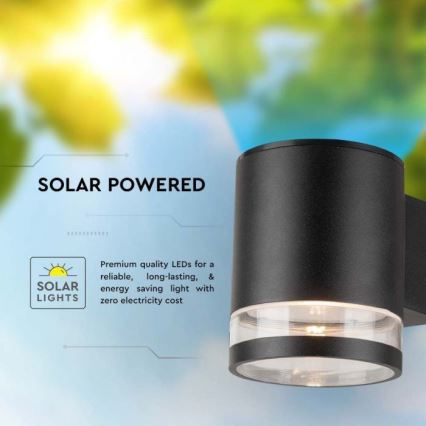 LED Външно соларно стенен осветител LED/1W/3,7V 3000K IP54 1200 mAh черен