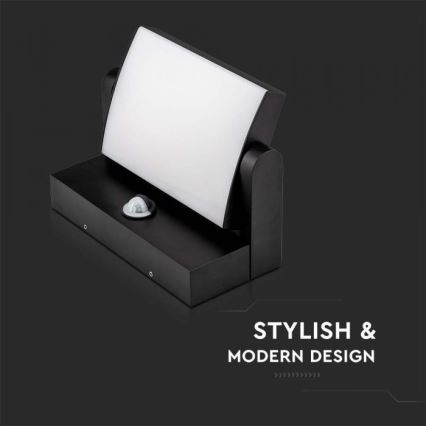 LED Външно стенна лампа със сензор LED/17W/230V 3000K IP65 черен