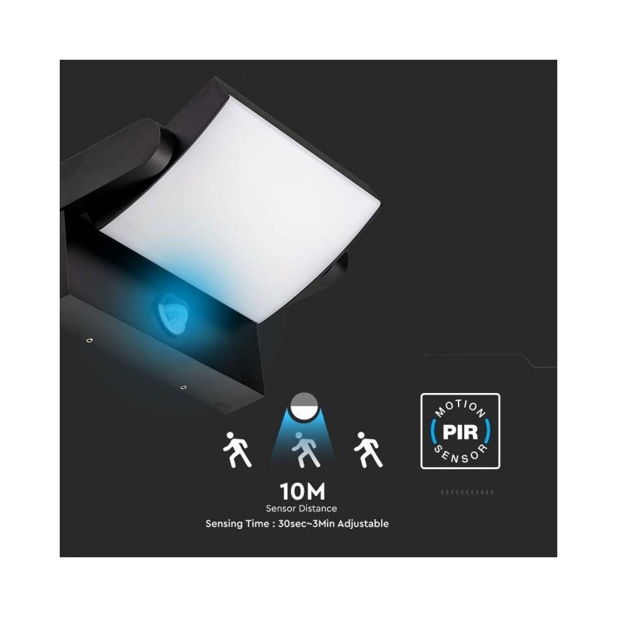 LED Външно стенна лампа със сензор LED/17W/230V 3000K IP65 черен