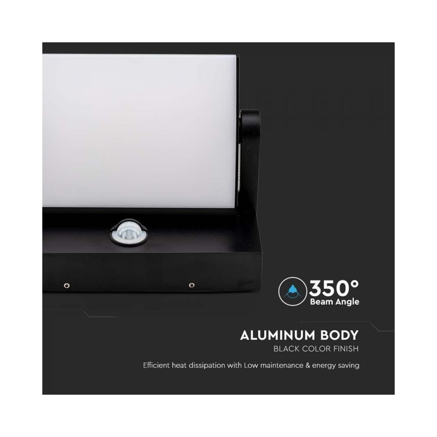 LED Външно стенна лампа със сензор LED/17W/230V 3000K IP65 черен
