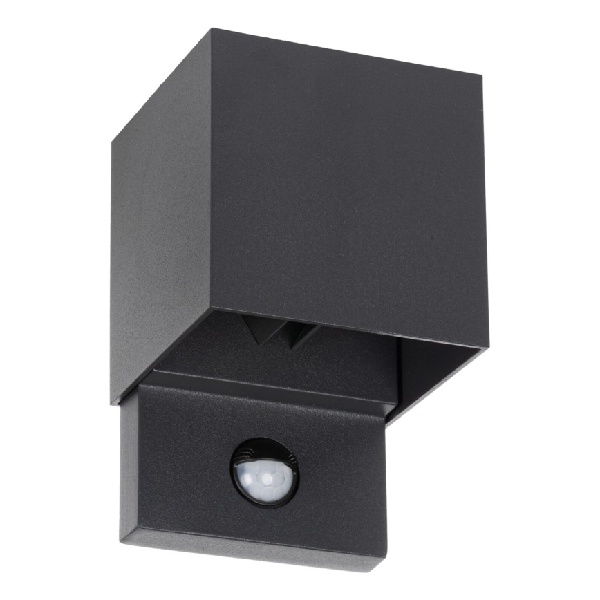 LED външно стенено осветително тяло със сензор за движение и сумрак REKA LED/7W/230V IP54, антрацит, квадратно