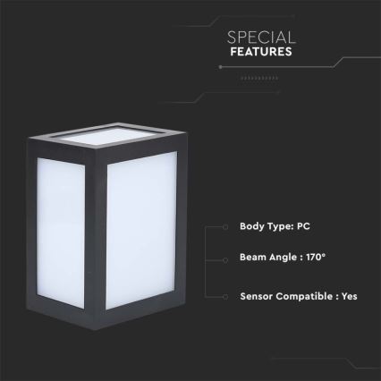 LED външно стенно осветително тяло LED/12W/230V 4000K IP65 черно