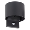 LED външно стенно осветително тяло с сензор за движение и сумрак REKA LED/7W/230V IP54 антрацитно кръгло